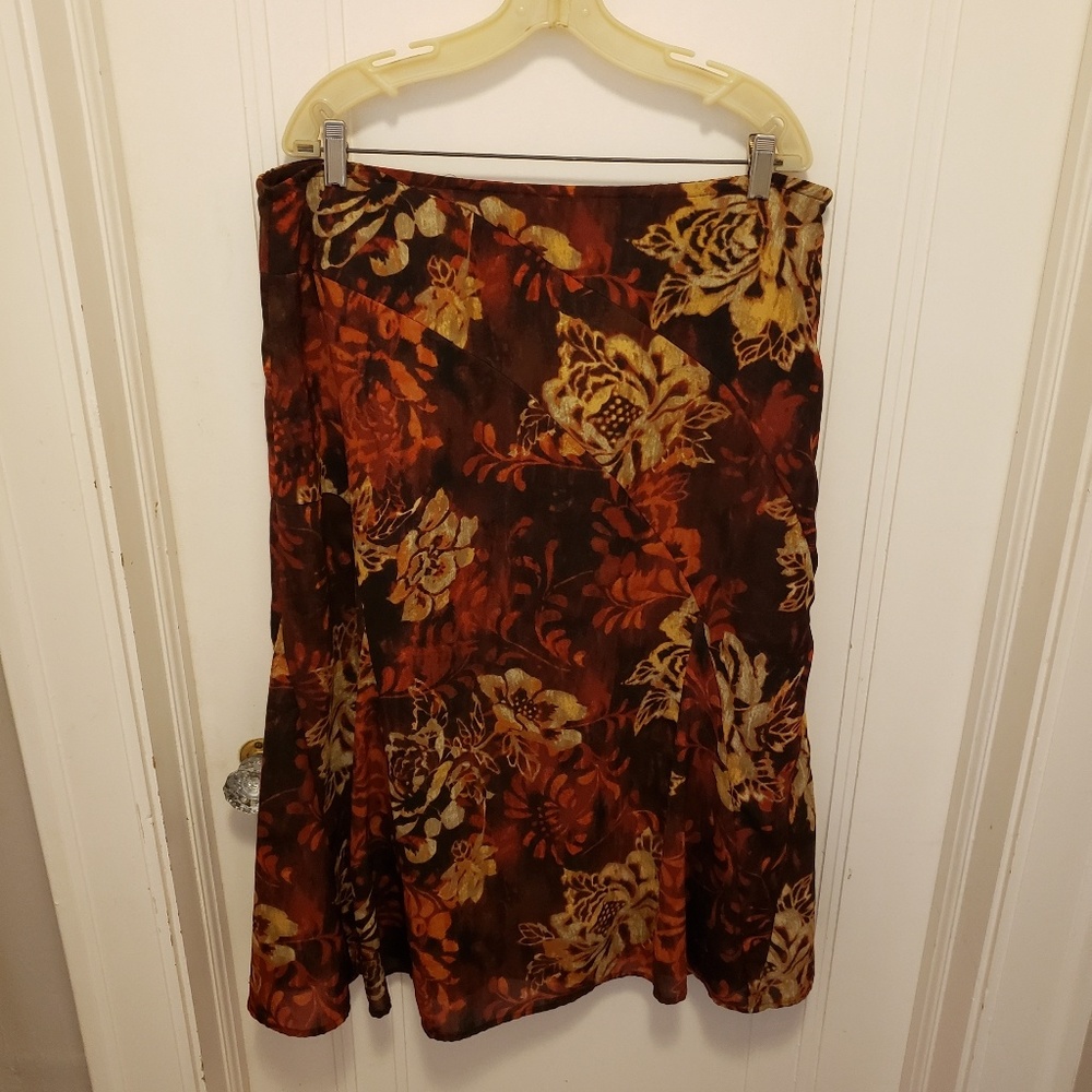 Autumn Flowers Long Midi Skirt
